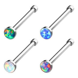 Nez Clou à Nez Opale Ronde Argent, 4 morceaux