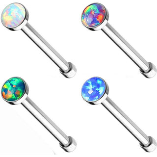 Nez Clou à Nez Opale Ronde Argent, 4 morceaux