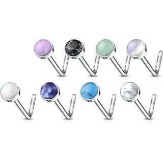 Nez En Forme de L Pack Pierres Semi-précieuses Rondes, 8 morceaux