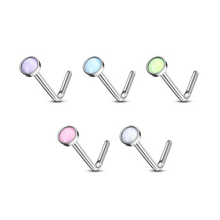 Nez En Forme de L Pierre Synthétique Lumineuse Argent, 5 morceaux