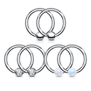 Anneau Bille Zircone Opale Argent Bille Captive, 3 paires
