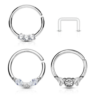 Septum Pack Anneau de Maintien Zircone Or Pliable, 3 morceaux