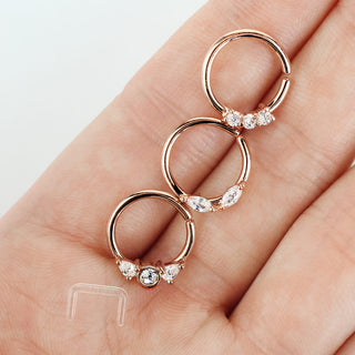 Septum Pack Anneau de Maintien Zircone Or Pliable, 3 morceaux
