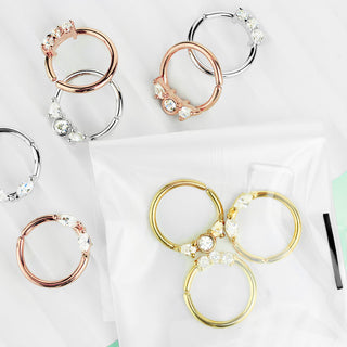Septum Pack Anneau de Maintien Zircone Or Pliable, 3 morceaux