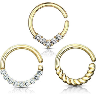 Septum Pack Anneau de Zircone Or Pliable, 3 morceaux
