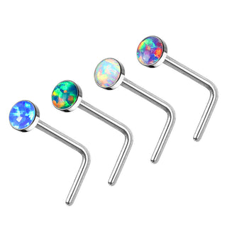 Nez En Forme de L Opale Argent, 4 morceaux