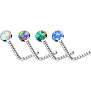 Nez En Forme de L Opale Argent, 4 morceaux
