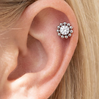 Flower Helix Piercings – selection on linen
