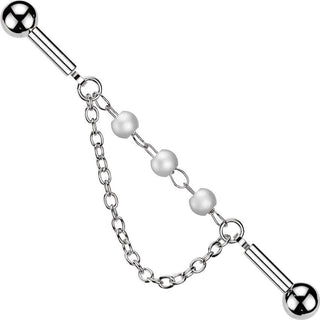 Industrial Barbell 3 Pearl Connector Dangle Chain