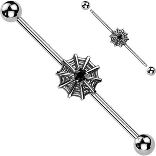 Industrial Barbell spiderweb cubic zirconia center