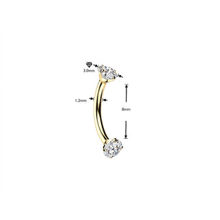Eyebrow Piercing Zirconia Internally Threaded