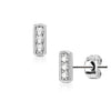 Stud Earring 316L Ear Studs Three Cubic Zirconia Set Square Bar 1 Pair