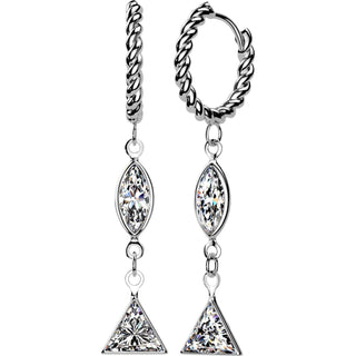 Earring Marquise and Triangle Cubic Zirconia Dangle 1 Pair