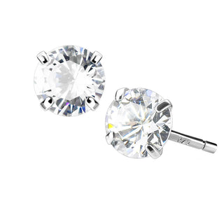 Silver 925 Stud Earring Sterling Silver Martini Round Clear Cubic Zirconia Stud Earring 1 Pair