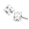 Silver 925 Stud Earring Sterling Silver Clear Square Cut Cubic Zirconia Stud Earring 1 Pair