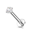 Or 14kt Labret Zircone Ronde Enfoncer