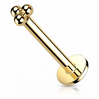 Or 14kt Embout avec Labret Bille Triangle Enfoncer