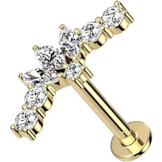 Or 14kt Labret Marquise Zircone Enfoncer