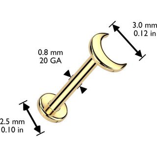 Solid Gold 14 Carat Labret moon nose piercing Push-In