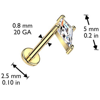 Or 14kt Labret tête de lance zircone Enfoncer