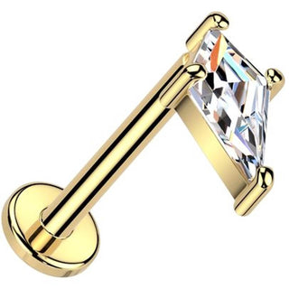 Or 14kt Labret tête de lance zircone Enfoncer