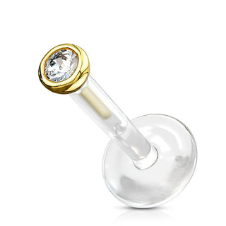 Or 14kt Labret Zircone Ronde