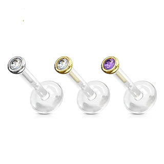 Or 14kt Labret Zircone Ronde