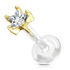 Or 14kt Labret Fleur Zircone