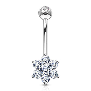 Or 14kt Piercing Nombril Fleur Zircone