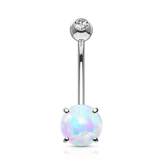 Solid Gold 14 Carat Belly Button Piercing Round Opal