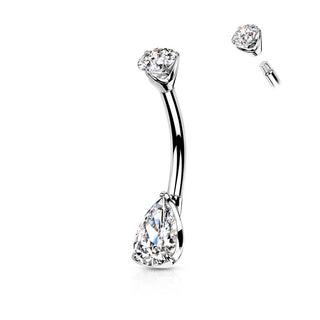 Or 14kt Piercing Nombril Goutte Zircone