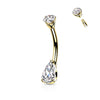 Or 14kt Piercing Nombril Goutte Zircone