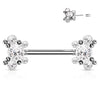 Téton Papillon Zircone Argent Enfoncer