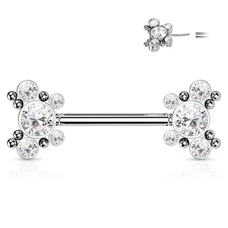 Téton Papillon Zircone Argent Enfoncer