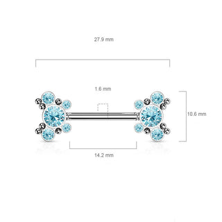 Téton Papillon Zircone Argent Enfoncer