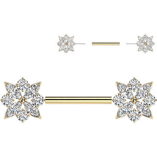 Nipple Piercing flower zirconia Push-In