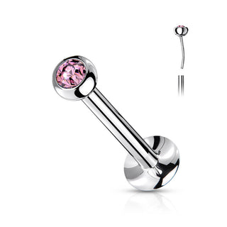 Labret Bille Zircone Argent Enfoncer