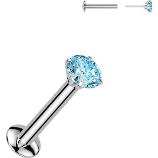 Labret Zirconia Prong setting Silver Push-In