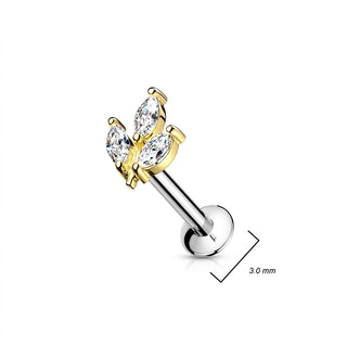 Labret Marquise Cut Zirconia Push-In