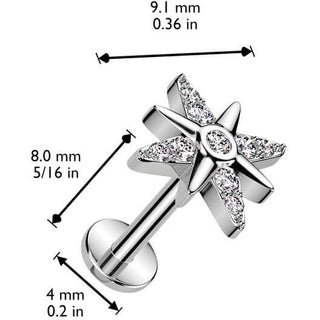 Labret étoile zircone Enfoncer