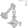 Labret prong setting cubic zirconia and cubic zirconia saturn dangle Push-In