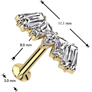 Labret fan zirconia marquise cut baguette cut Push-In