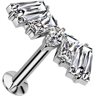 Labret fan zirconia marquise cut baguette cut Push-In