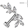 Labret branche d'olivier double zirconia taille marquise Enfoncer