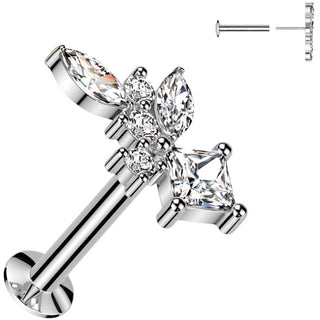 Labret taille marquise forme diamant zircone ronde Enfoncer