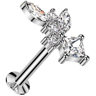 Labret taille marquise forme diamant zircone ronde Enfoncer