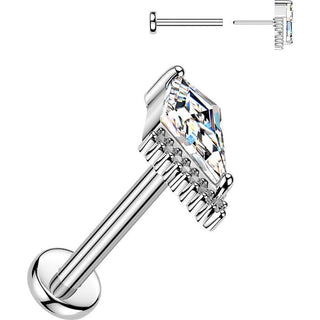 Labret prong setting kite cubic zirconia Push-In