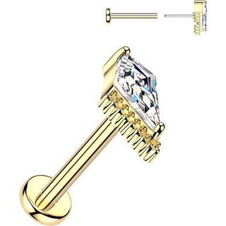 Labret prong setting kite cubic zirconia Push-In