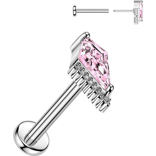 Labret prong setting kite cubic zirconia Push-In