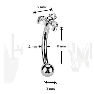 Titanium Eyebrow Piercing trinity zirconia Push-In